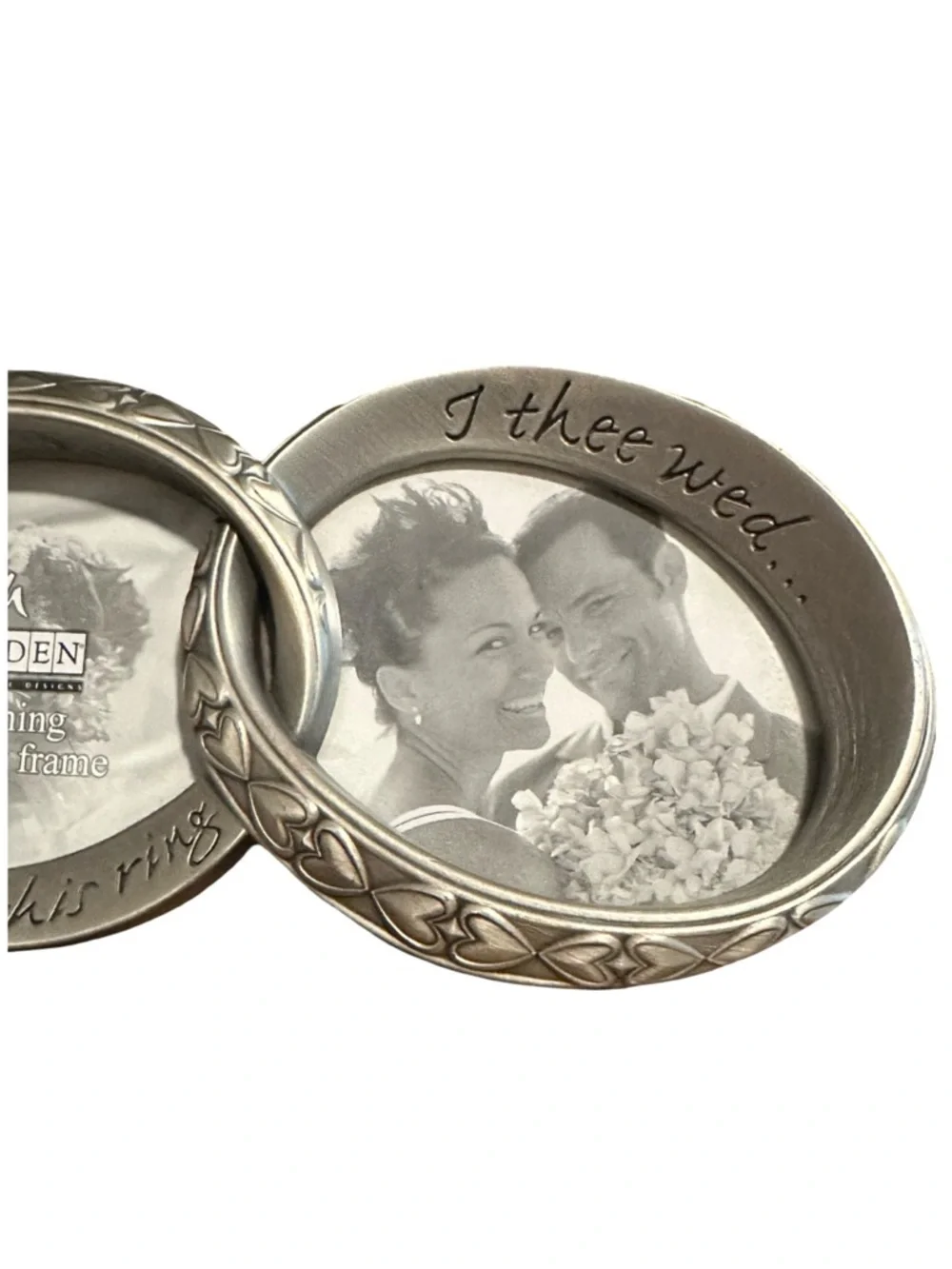 Malden 2 Opening Wedding Frame Silver Tone Double Ring Romantic Decor